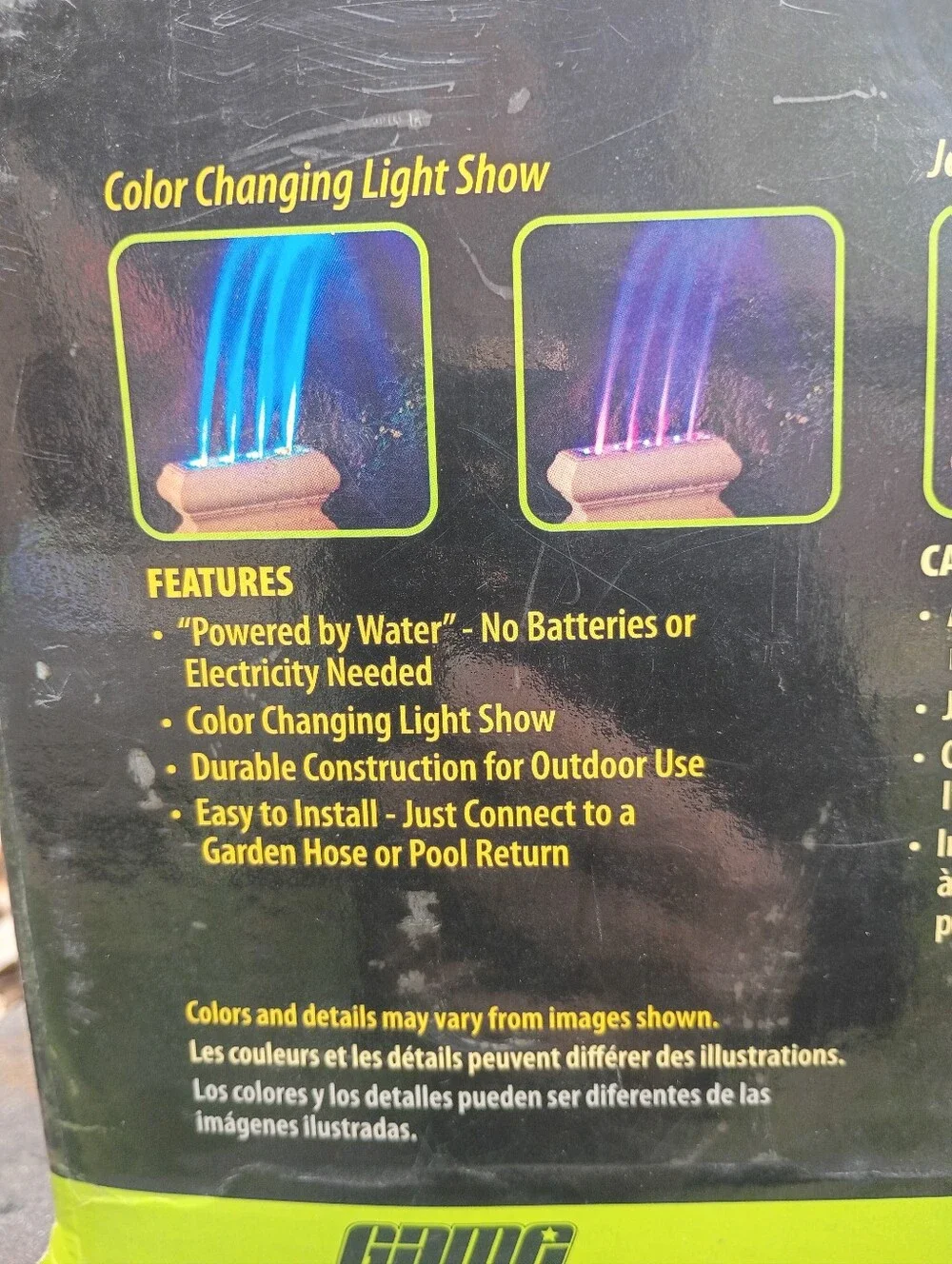 #6012 AquaGlow Rainbow Fountain Water-Powered Color Changing Pool Fountain Light
